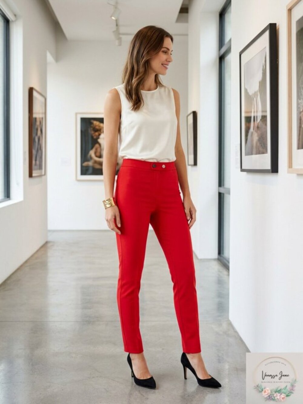 I.n.c. Seamed Extend-Tab Skinny Pants Red, Size 10